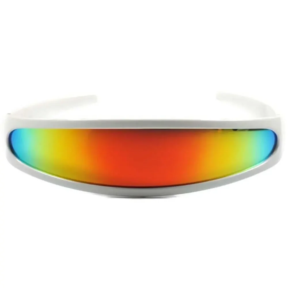 Red Rainbow Mirrored Cyclops Sunglasses White Futuristic Cosplay